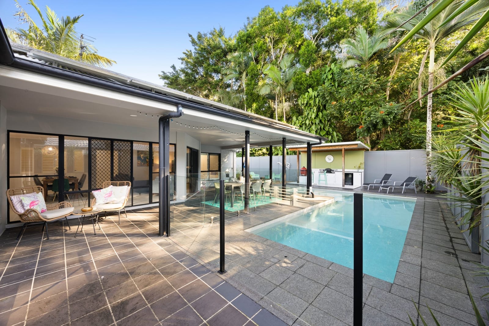 Contemporary Family Oasis with Reserve Backdrop